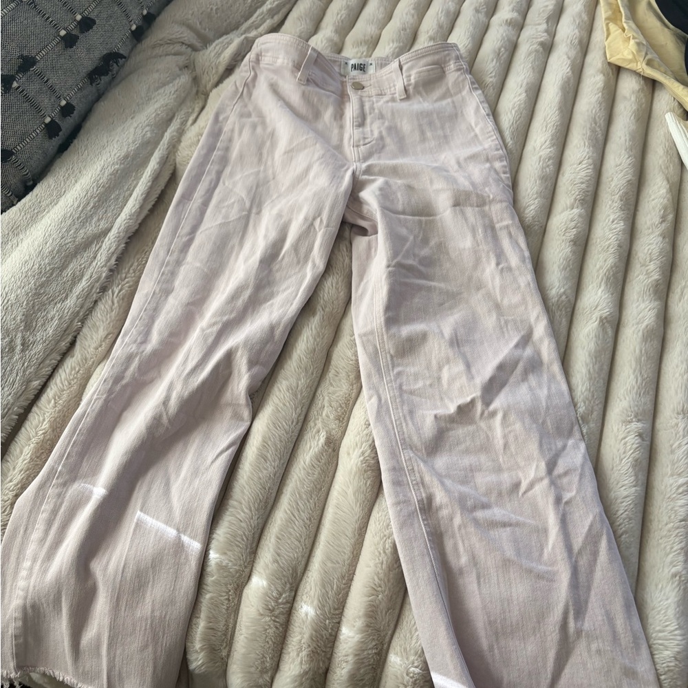 Paige Pink Wide-Leg Jeans